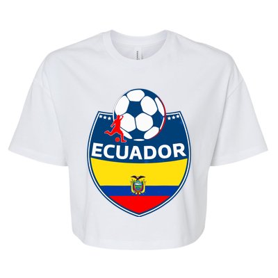 Ecuador Soccer Fans Jersey Ecuadorian Flag Football Lovers Bella+Canvas Jersey Crop Tee