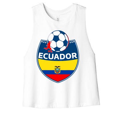 Ecuador Soccer Fans Jersey Ecuadorian Flag Football Lovers Women's Racerback Cropped Tank