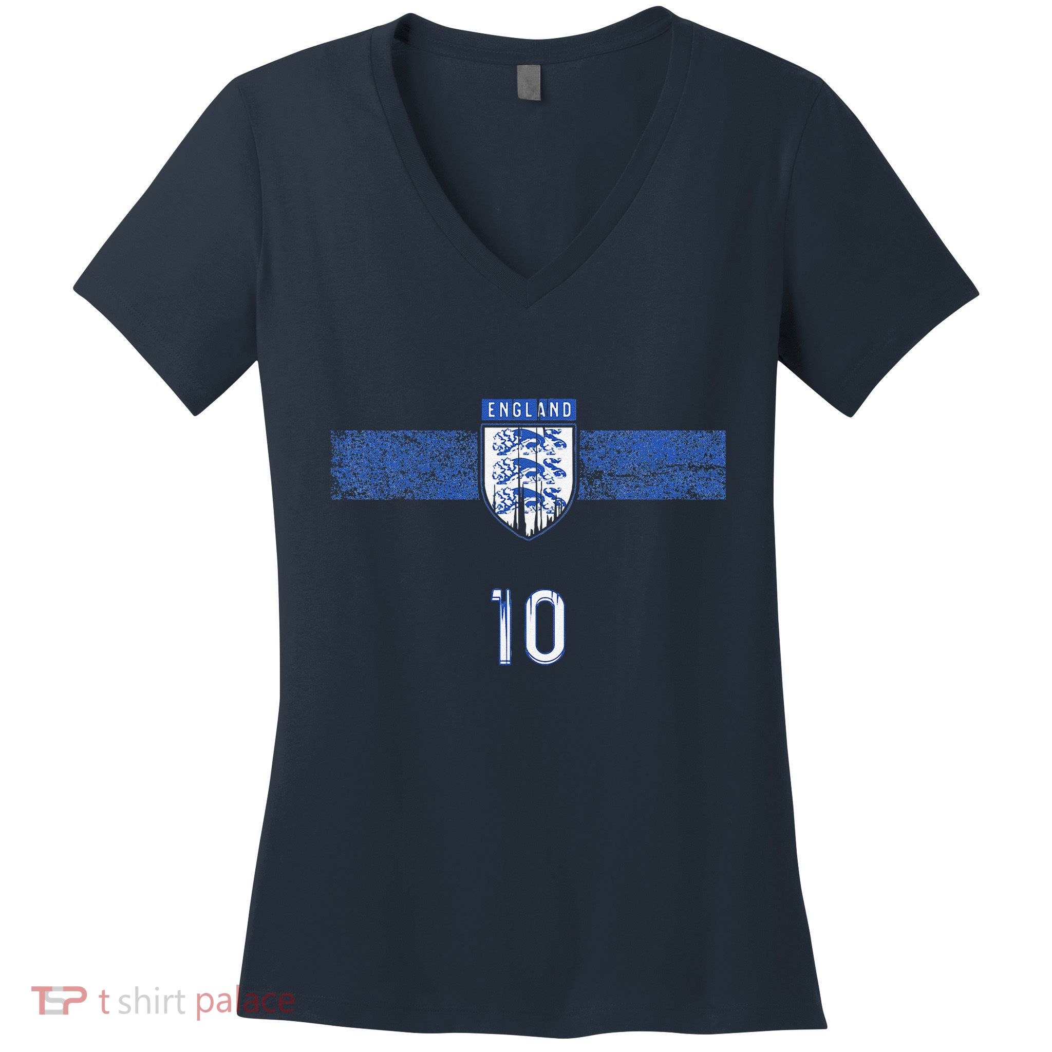 England Soccer Fans Jersey English Flag Football Lovers Women's V-Neck T-Shirt