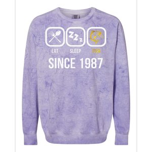 Eat Sleep Fish Since 1987 31st Birthday Fishing Colorblast Crewneck Sweatshirt