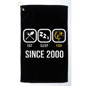 Eat Sleep Fish Since 2000 18th Birthday Fishing Platinum Collection Golf Towel