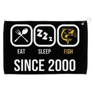 Eat Sleep Fish Since 2000 18th Birthday Fishing Grommeted Golf Towel