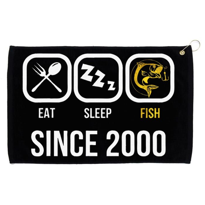 Eat Sleep Fish Since 2000 18th Birthday Fishing Grommeted Golf Towel