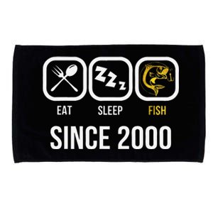 Eat Sleep Fish Since 2000 18th Birthday Fishing Microfiber Hand Towel