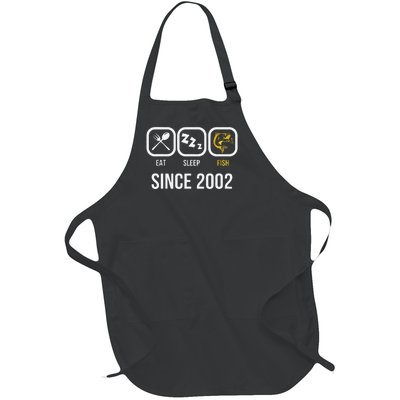 Eat Sleep Fish Since 2002 16th Birthday Fishing Full-Length Apron With Pockets