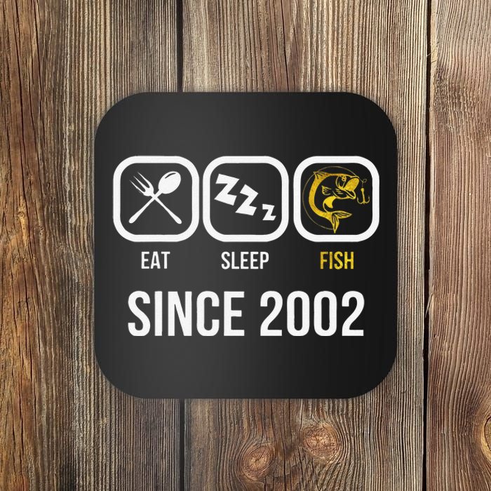 Eat Sleep Fish Since 2002 16th Birthday Fishing Coaster