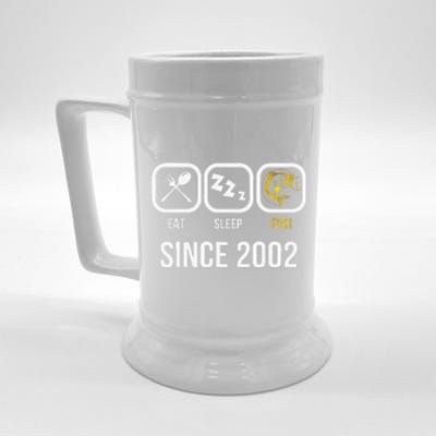 Eat Sleep Fish Since 2002 16th Birthday Fishing Beer Stein