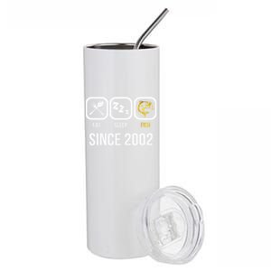 Eat Sleep Fish Since 2002 16th Birthday Fishing Stainless Steel Tumbler