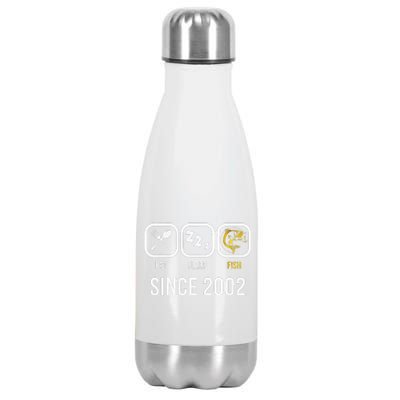 Eat Sleep Fish Since 2002 16th Birthday Fishing Stainless Steel Insulated Water Bottle