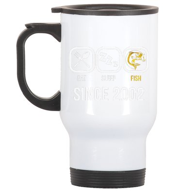 Eat Sleep Fish Since 2002 16th Birthday Fishing Stainless Steel Travel Mug