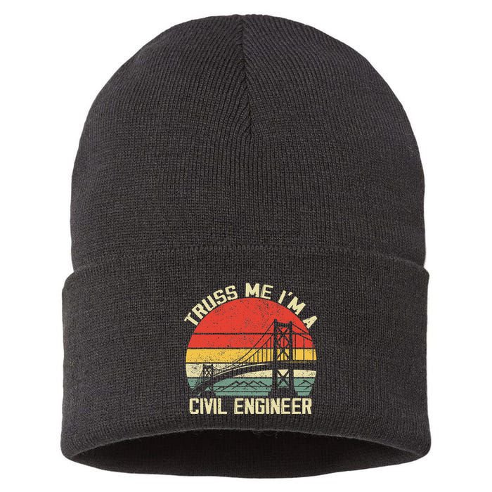 Engineering Student Funny Truss Me IM A Civil Engineer Sustainable Knit Beanie
