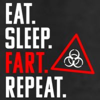 Eat Sleep Fart Repeat Funny Biohazard Gift Design Gift 7 Panel Mesh Trucker Snapback Hat