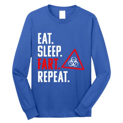 Eat Sleep Fart Repeat Funny Biohazard Gift Design Gift Long Sleeve Shirt
