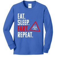 Eat Sleep Fart Repeat Funny Biohazard Gift Design Gift Kids Long Sleeve Shirt