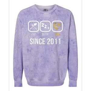 Eat Sleep Fish Since 2011 7th Birthday Fishing Colorblast Crewneck Sweatshirt