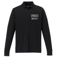 Eat Sleep Fish Since 2011 7th Birthday Fishing Performance Long Sleeve Polo