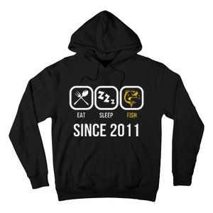 Eat Sleep Fish Since 2011 7th Birthday Fishing Hoodie