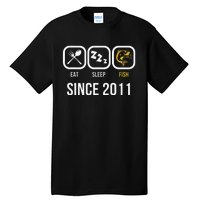 Eat Sleep Fish Since 2011 7th Birthday Fishing Tall T-Shirt