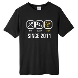 Eat Sleep Fish Since 2011 7th Birthday Fishing Tall Fusion ChromaSoft Performance T-Shirt