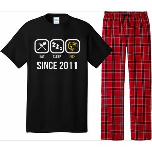 Eat Sleep Fish Since 2011 7th Birthday Fishing Pajama Set