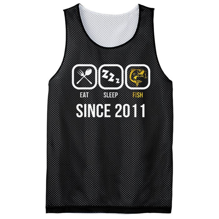 Eat Sleep Fish Since 2011 7th Birthday Fishing Mesh Reversible Basketball Jersey Tank