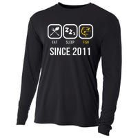 Eat Sleep Fish Since 2011 7th Birthday Fishing Cooling Performance Long Sleeve Crew