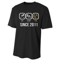 Eat Sleep Fish Since 2011 7th Birthday Fishing Performance Sprint T-Shirt