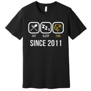 Eat Sleep Fish Since 2011 7th Birthday Fishing Premium T-Shirt