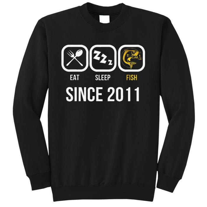 Eat Sleep Fish Since 2011 7th Birthday Fishing Tall Sweatshirt