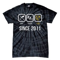 Eat Sleep Fish Since 2011 7th Birthday Fishing Tie-Dye T-Shirt