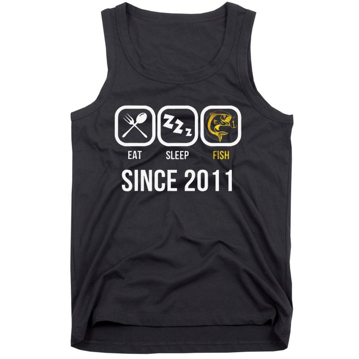 Eat Sleep Fish Since 2011 7th Birthday Fishing Tank Top