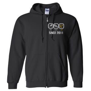 Eat Sleep Fish Since 2011 7th Birthday Fishing Full Zip Hoodie