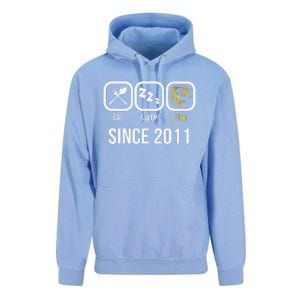 Eat Sleep Fish Since 2011 7th Birthday Fishing Unisex Surf Hoodie