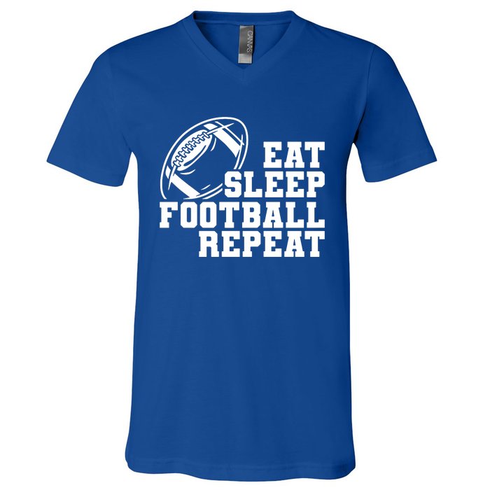 Eat Sleep Football Repeat V-Neck T-Shirt