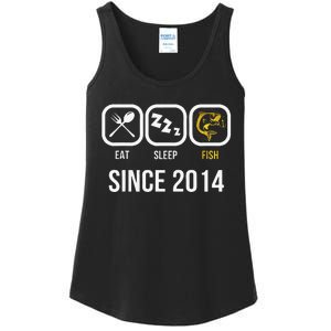 Eat Sleep Fish Since 2014 4th Birthday Fishing Ladies Essential Tank