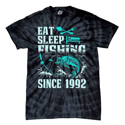 Eat Sleep Fishing Since 1992 25 Years Old Gift Tie-Dye T-Shirt