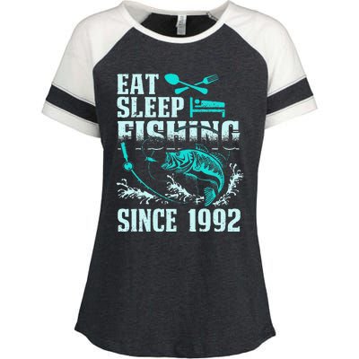 Eat Sleep Fishing Since 1992 25 Years Old Gift Enza Ladies Jersey Colorblock Tee