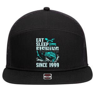 Eat Sleep Fishing Since 1999 18 Years Old Gift 7 Panel Mesh Trucker Snapback Hat