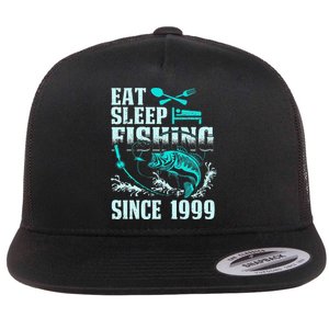 Eat Sleep Fishing Since 1999 18 Years Old Gift Flat Bill Trucker Hat