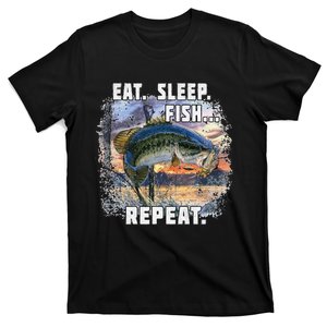 Eat Sleep Fish Repeat Bass Fishing Funny Gifts T-Shirt