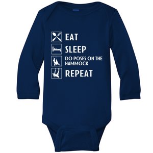 Eat Sleep Flying Yoga Repeat Aerial Yoga Humor Gift Baby Long Sleeve Bodysuit