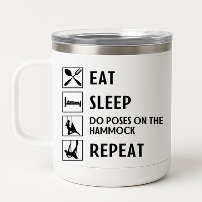 Eat Sleep Flying Yoga Repeat Aerial Yoga Humor Gift 12 oz Stainless Steel Tumbler Cup