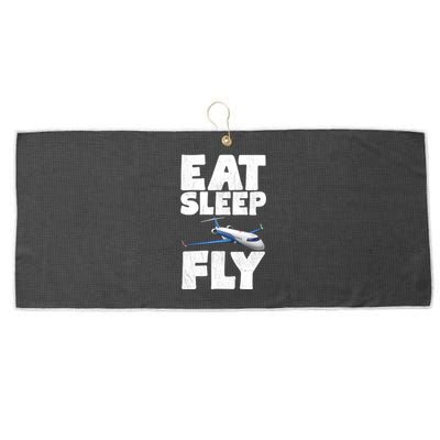 Eat Sleep Fly Aviator Flying Aircraft Gift Large Microfiber Waffle Golf Towel