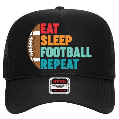 Eat Sleep Football Repeat For Teens Boy Girl Wo High Crown Mesh Back Trucker Hat