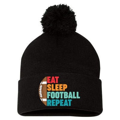 Eat Sleep Football Repeat For Teens Boy Girl Wo Pom Pom 12in Knit Beanie