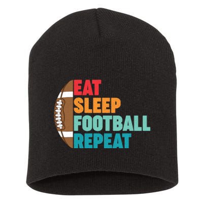 Eat Sleep Football Repeat For Teens Boy Girl Wo Short Acrylic Beanie