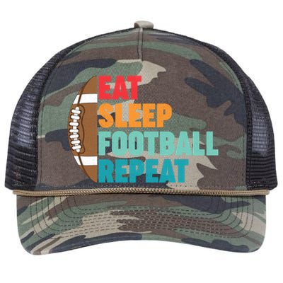 Eat Sleep Football Repeat For Teens Boy Girl Wo Retro Rope Trucker Hat Cap