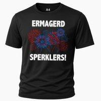 Ermagerd Sperklers Funny 4th Of July Fireworks Cooling Performance Crew T-Shirt