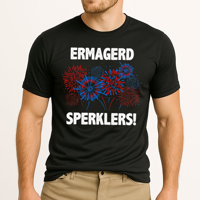 Ermagerd Sperklers Funny 4th Of July Fireworks Cooling Performance Crew T-Shirt