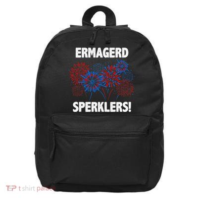 Ermagerd Sperklers Funny 4th Of July Fireworks 16 in Basic Backpack